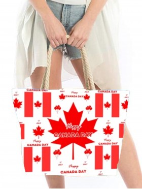 Canvas Canada Maple Leaf Print Shoulder Tote